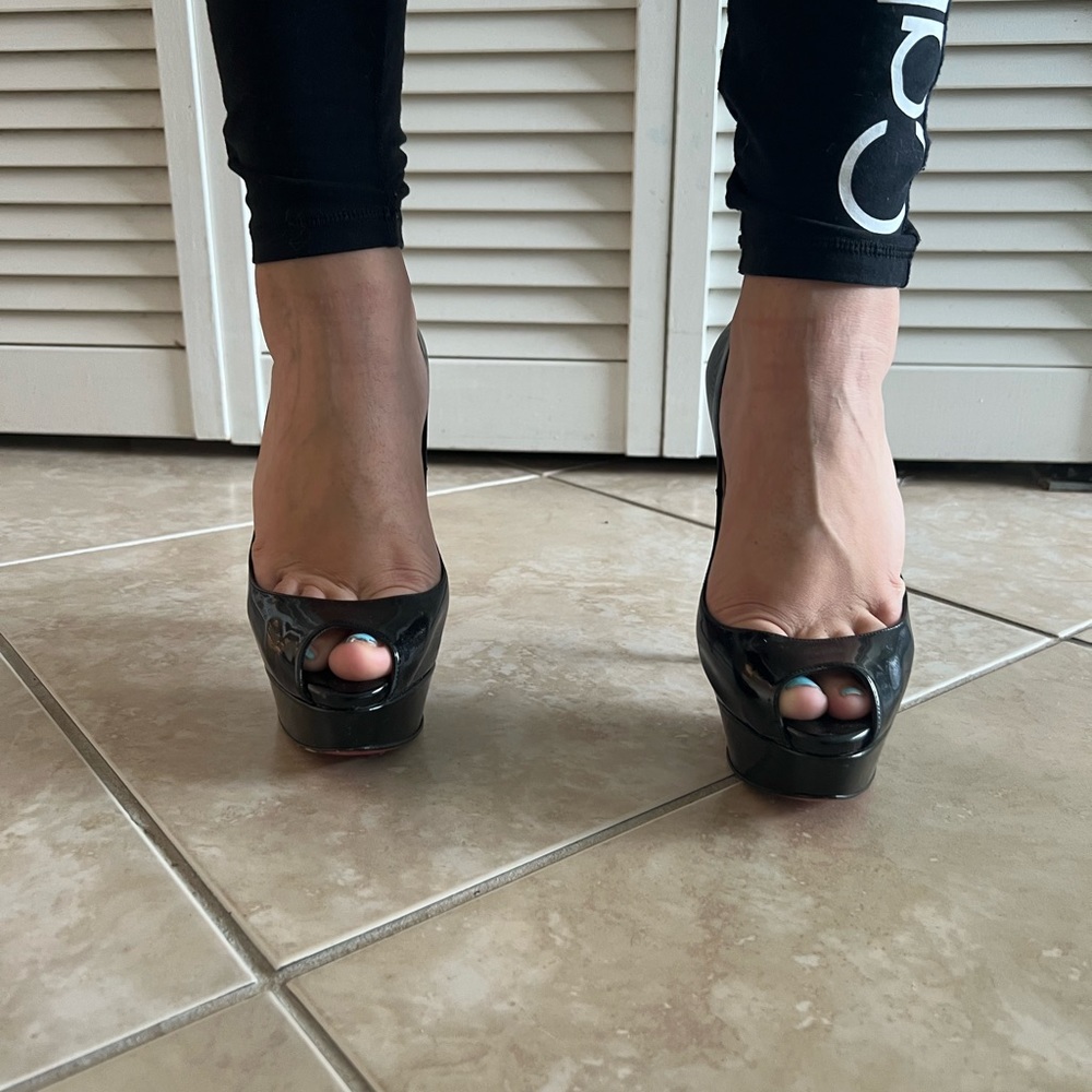 Christian Louboutin Black Patent Peep Toe Heels